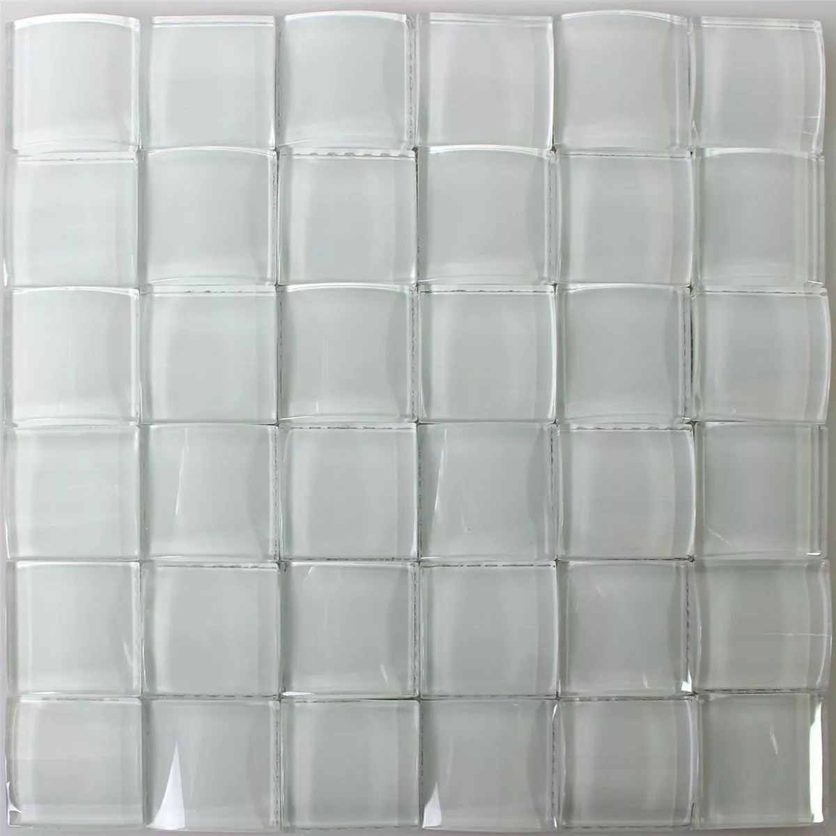 Skleněná Mozaika Dlaždice 3D Efekt Bílá Uni