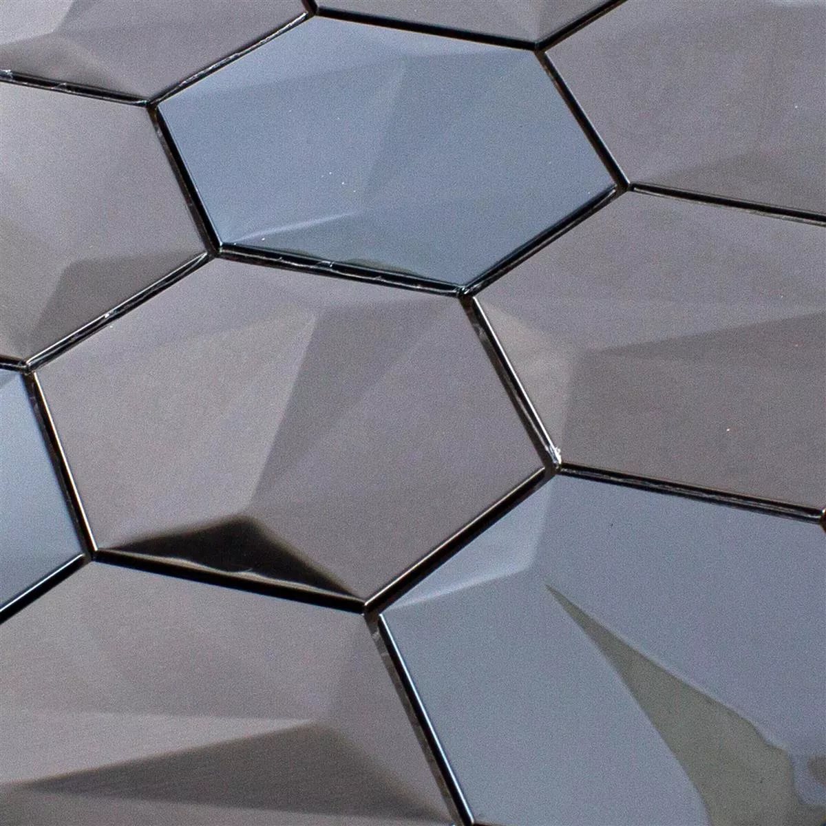 Vzorek Nerezová Ocel Mozaiková Dlaždice Durango Šestiúhelník 3D Hnědá