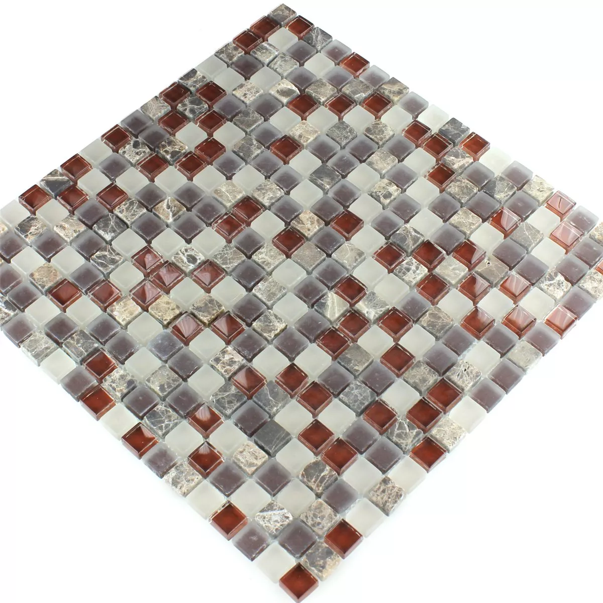 Mozaiková Dlaždice Sklo Mramor 15x15x8mm Hnědá