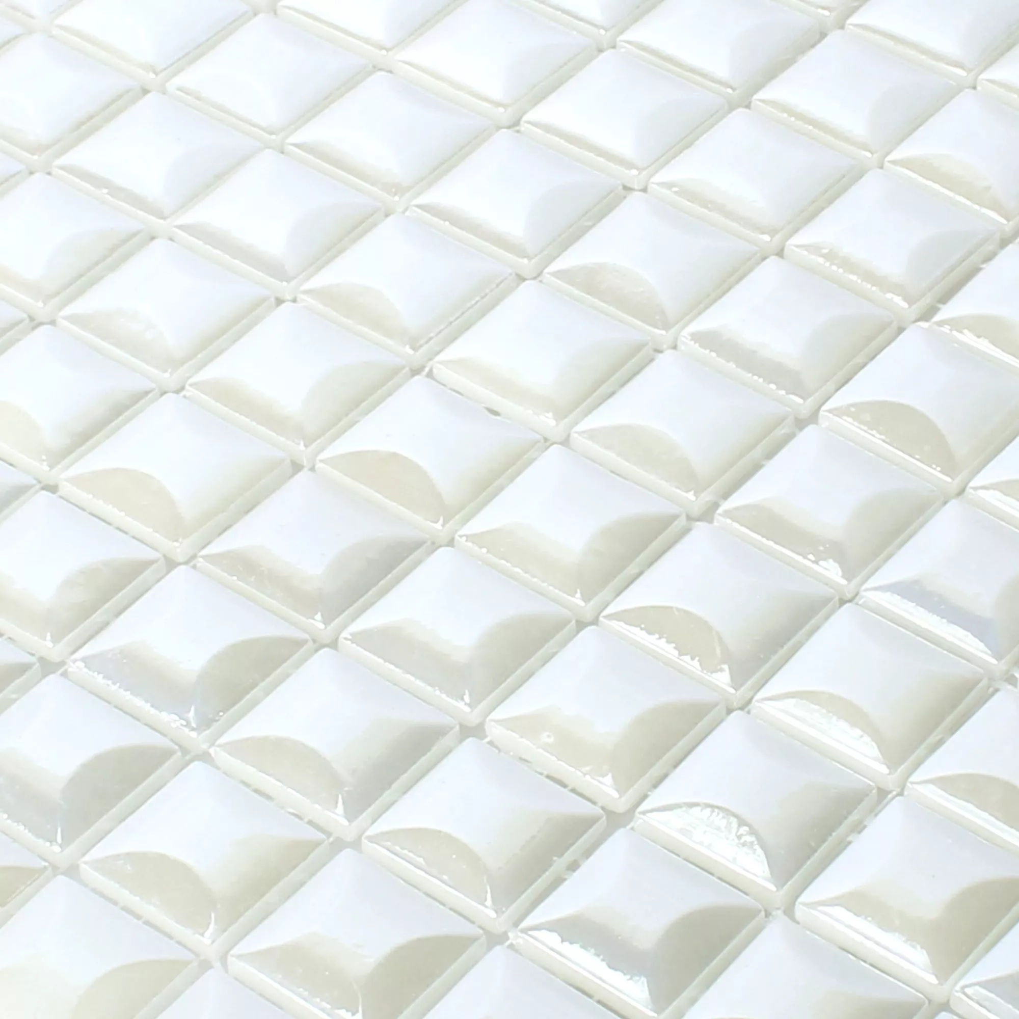 Skleněná Mozaika Dlaždice Monrovia Bílá 3D Metallic