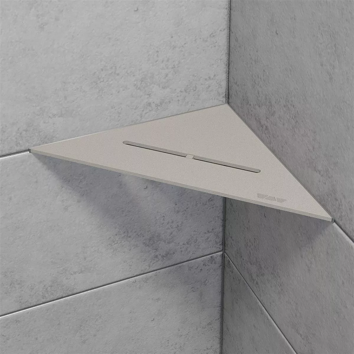 Polička do sprchy nástěnná police Schlüter trojúhelník 21x21cm čistě béžově šedá