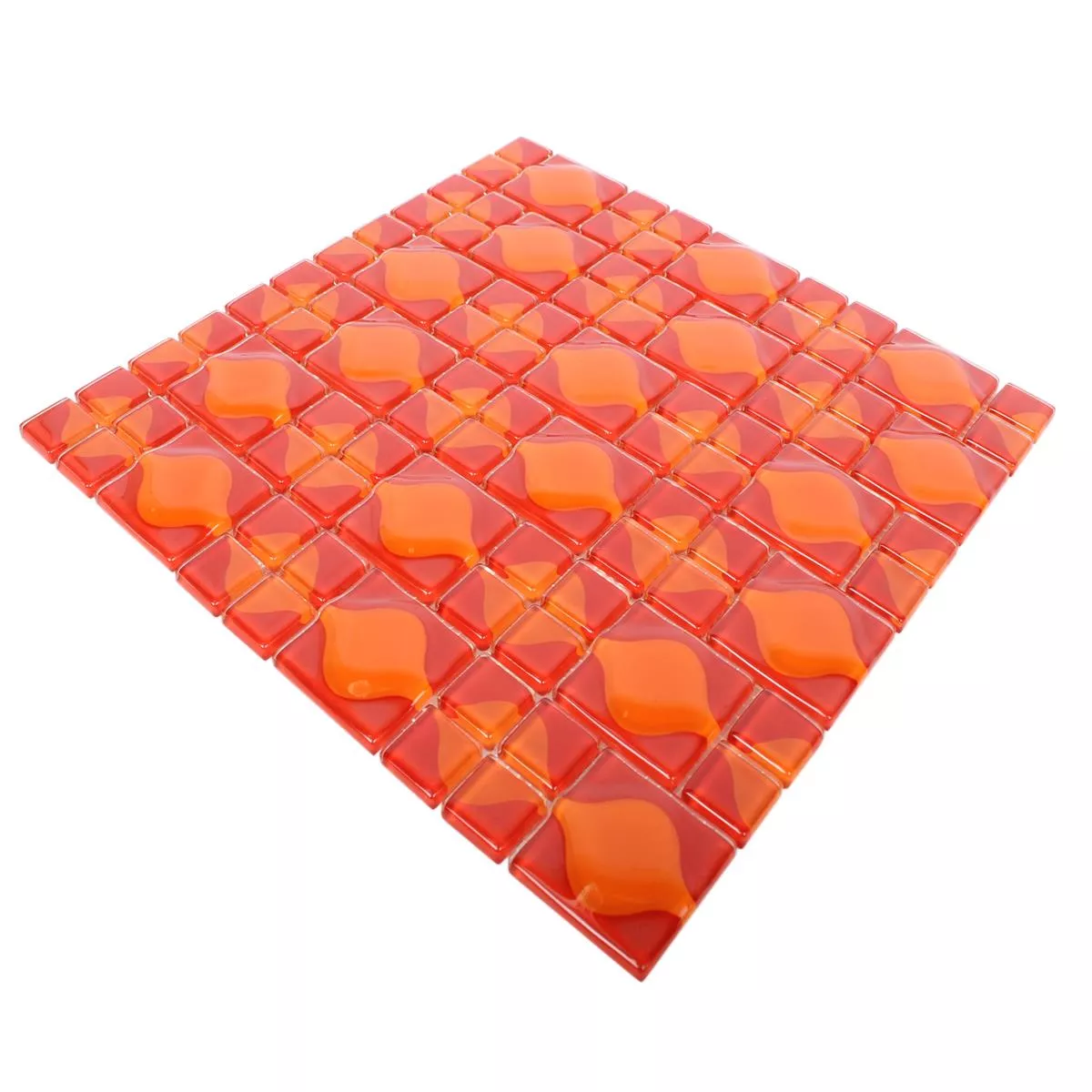 Vzorek Skleněná Mozaika Dlaždice Nokta Červenooranžová 3D