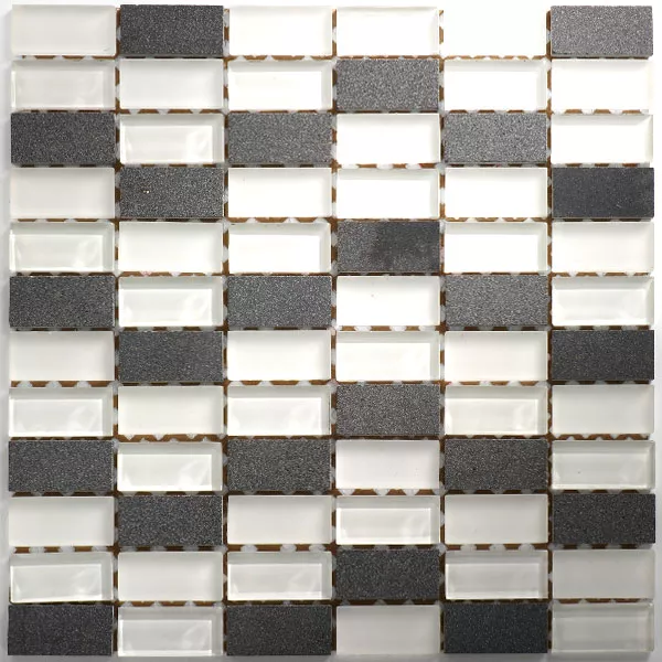 Mozaikové Dlaždice Skleněný Mramor 23x48x8mm Bílý Mix