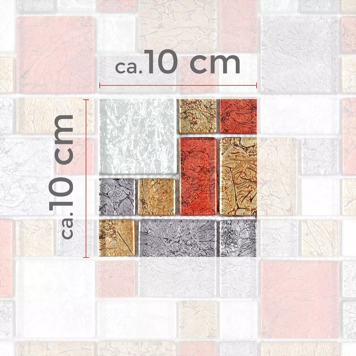 Vzorek Skleněná Mozaika Dlaždice Curlew Červená Hnědá Stříbrná ix