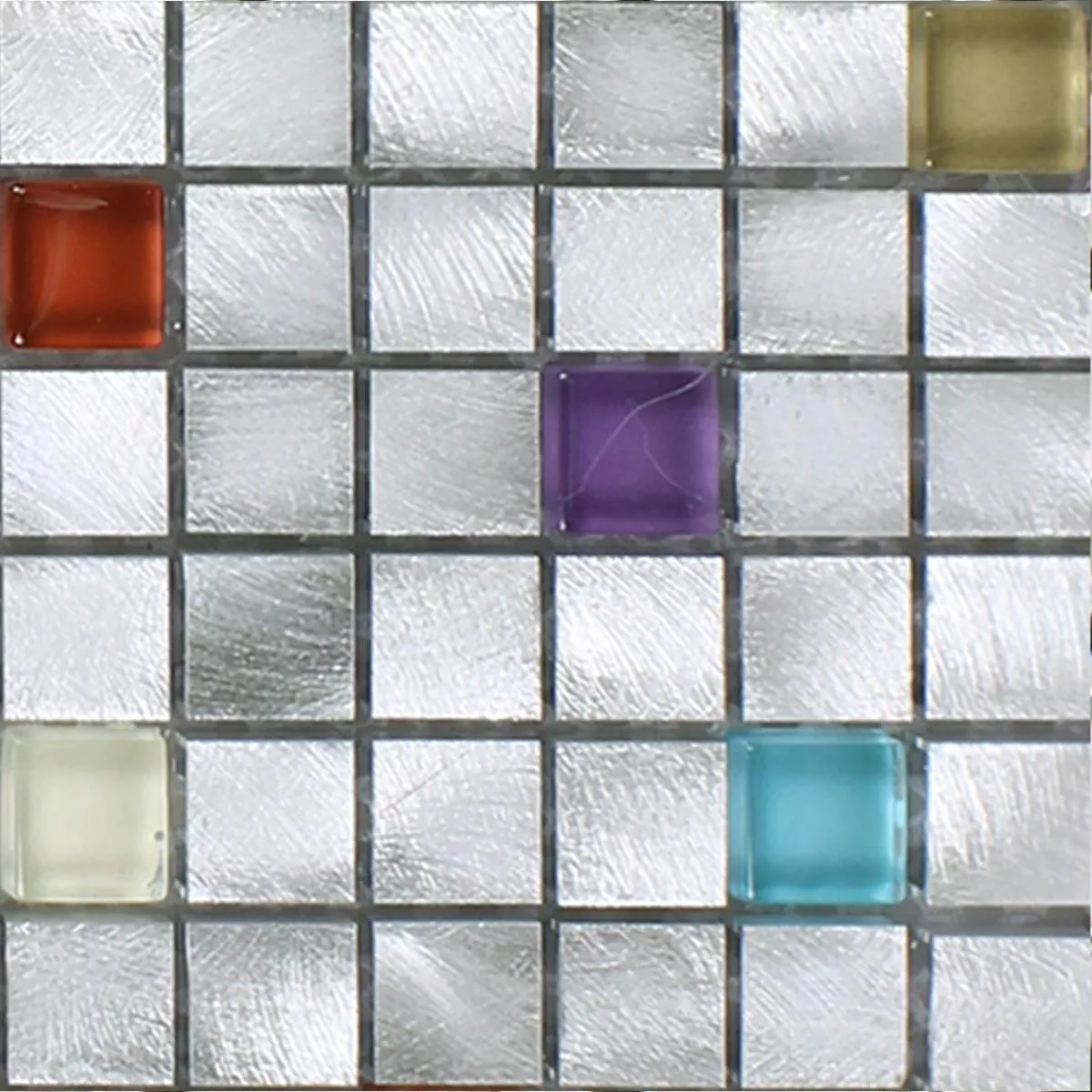Vzorek Mozaiková Dlaždice Lissabon Hliník Sklo Mix Pestrobarevná