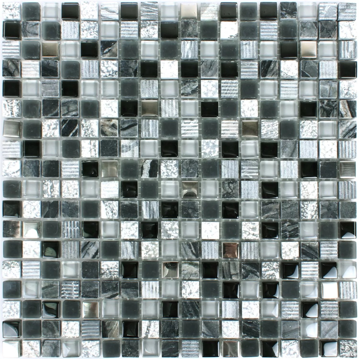 Vzorek Mozaiková Dlaždice Venzona Černá Stříbrná