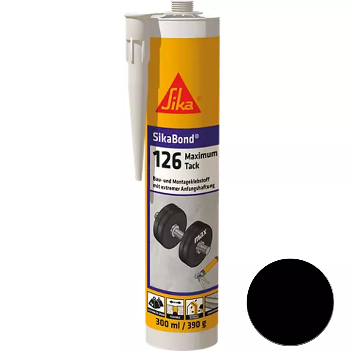 Sikabond-126 Maximum Tack Elastic Adhesive Black 300 ml Sikabond-126 Maximum Tack Elastic Adhesive Black 300 ml