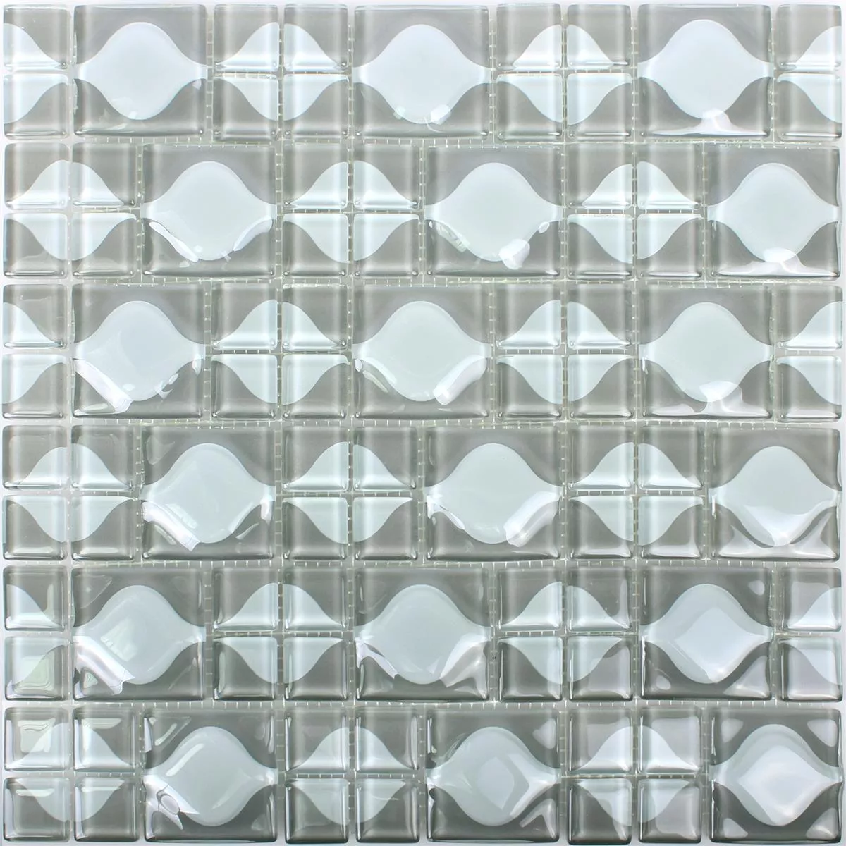 Vzorek Skleněná Mozaika Dlaždice Nokta Šedá Bílá 3D
