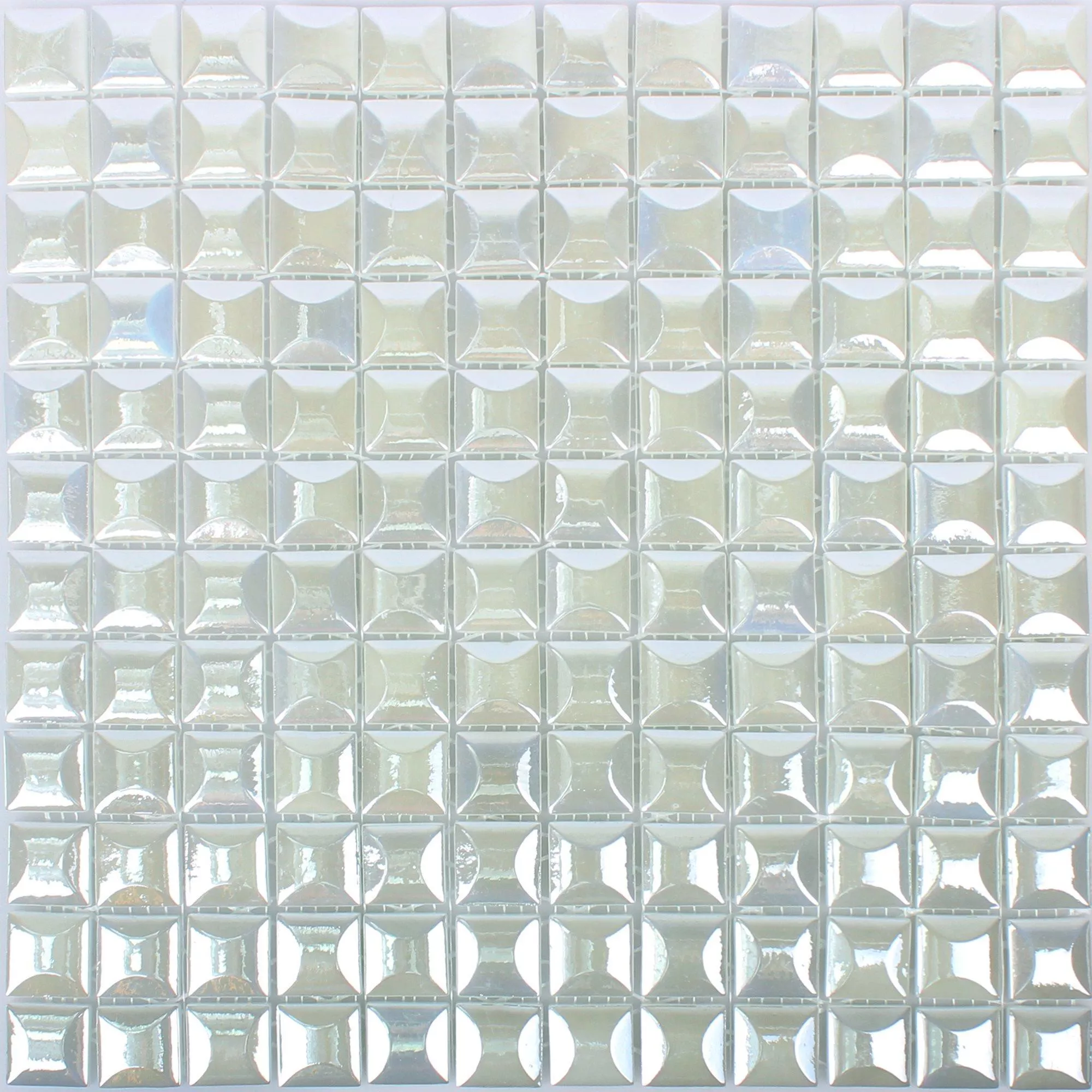 Skleněná Mozaika Dlaždice Monrovia Bílá 3D Metallic