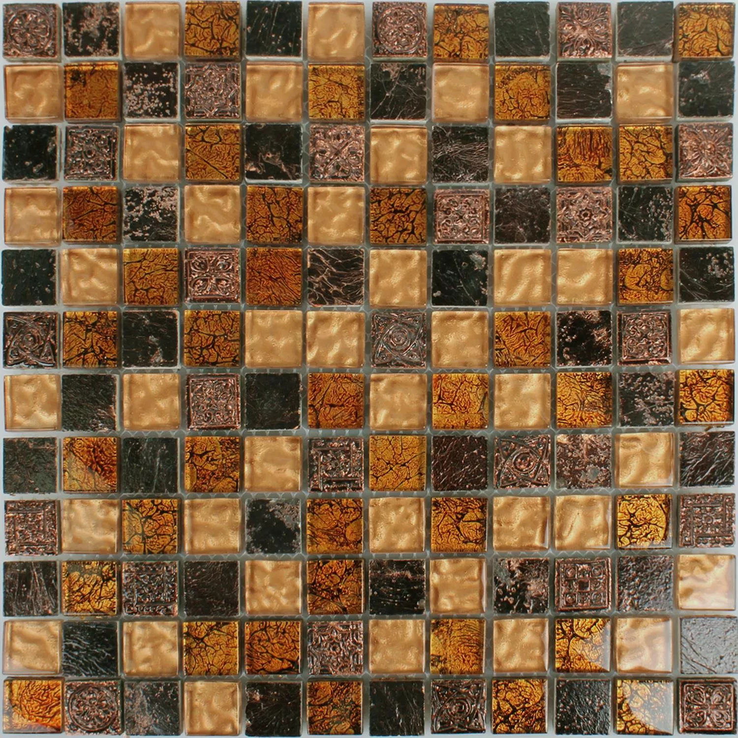 Vzorek Mozaiková Dlaždice Sklo Přírodní Kámen Maya Brown