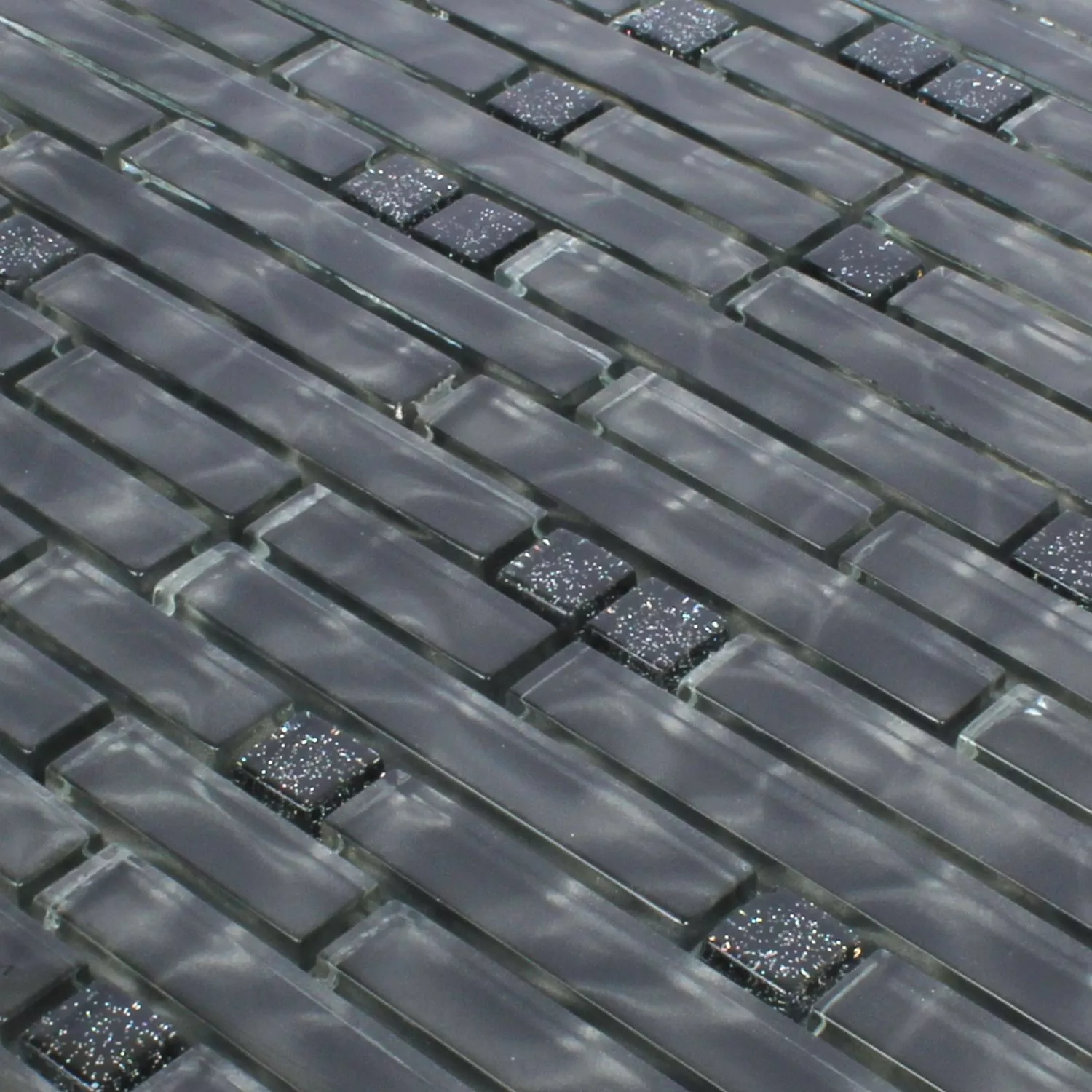 Vzorek Skleněná Mozaika Dlaždice Villach Černá Třpytky Uni