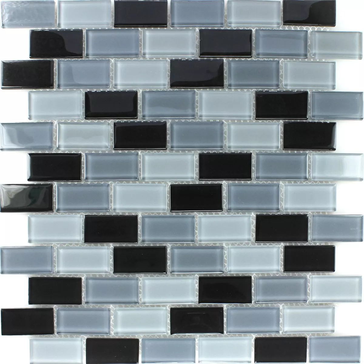 Skleněná Mozaika Dlaždice Černá Mix 25x50x4mm