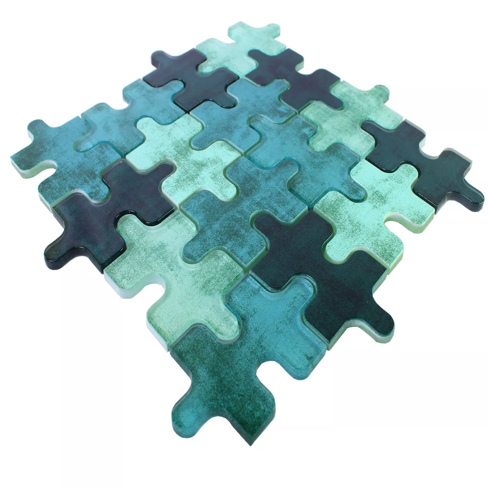 Skleněná Mozaika Dlaždice Puzzle Zelená