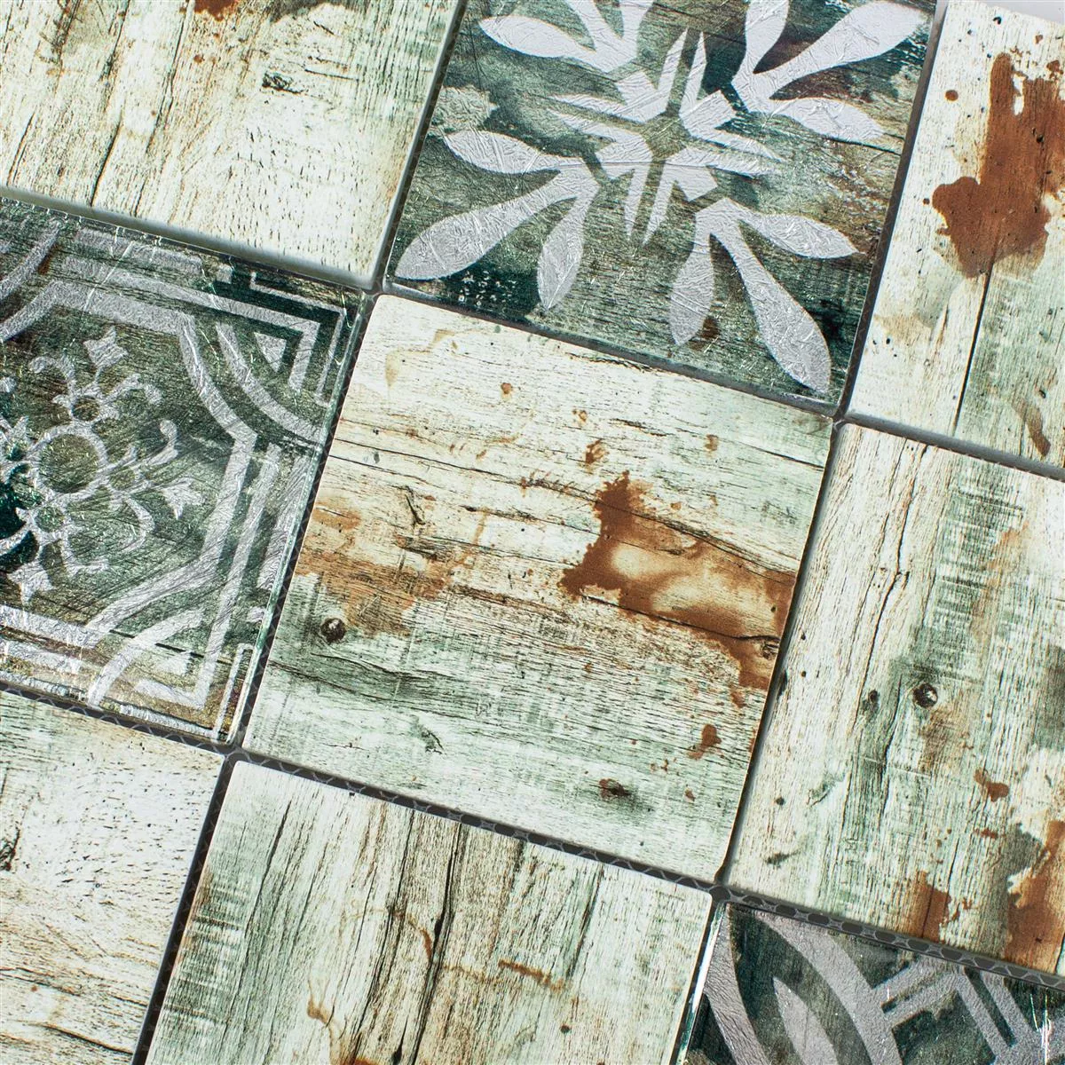Skleněná Mozaika Dlaždice Dřevěný Vzhled Township Béžová Hnědá Q98