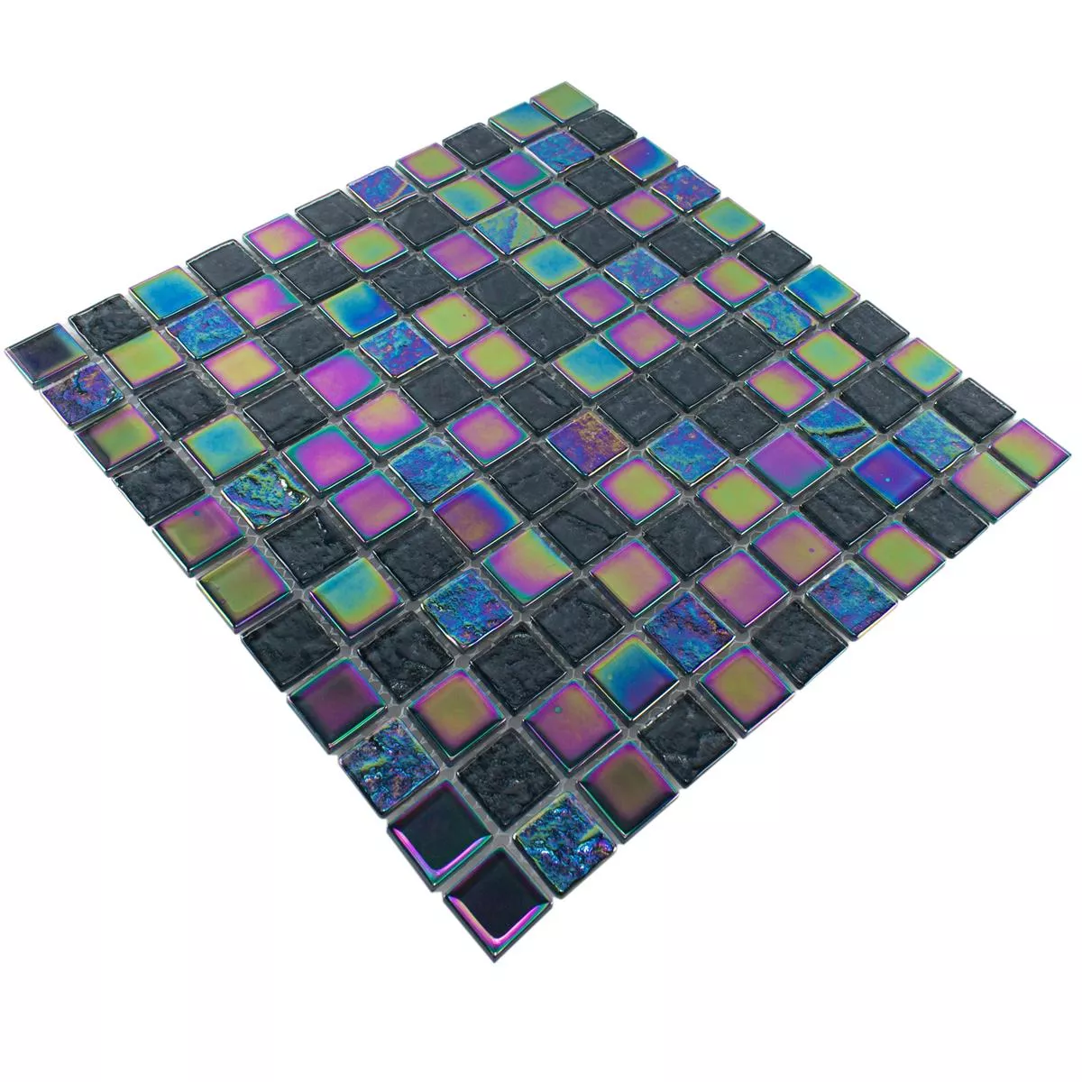 Vzorek Skleněná Mozaika Dlaždice Perleťový Efekt Manor Černá