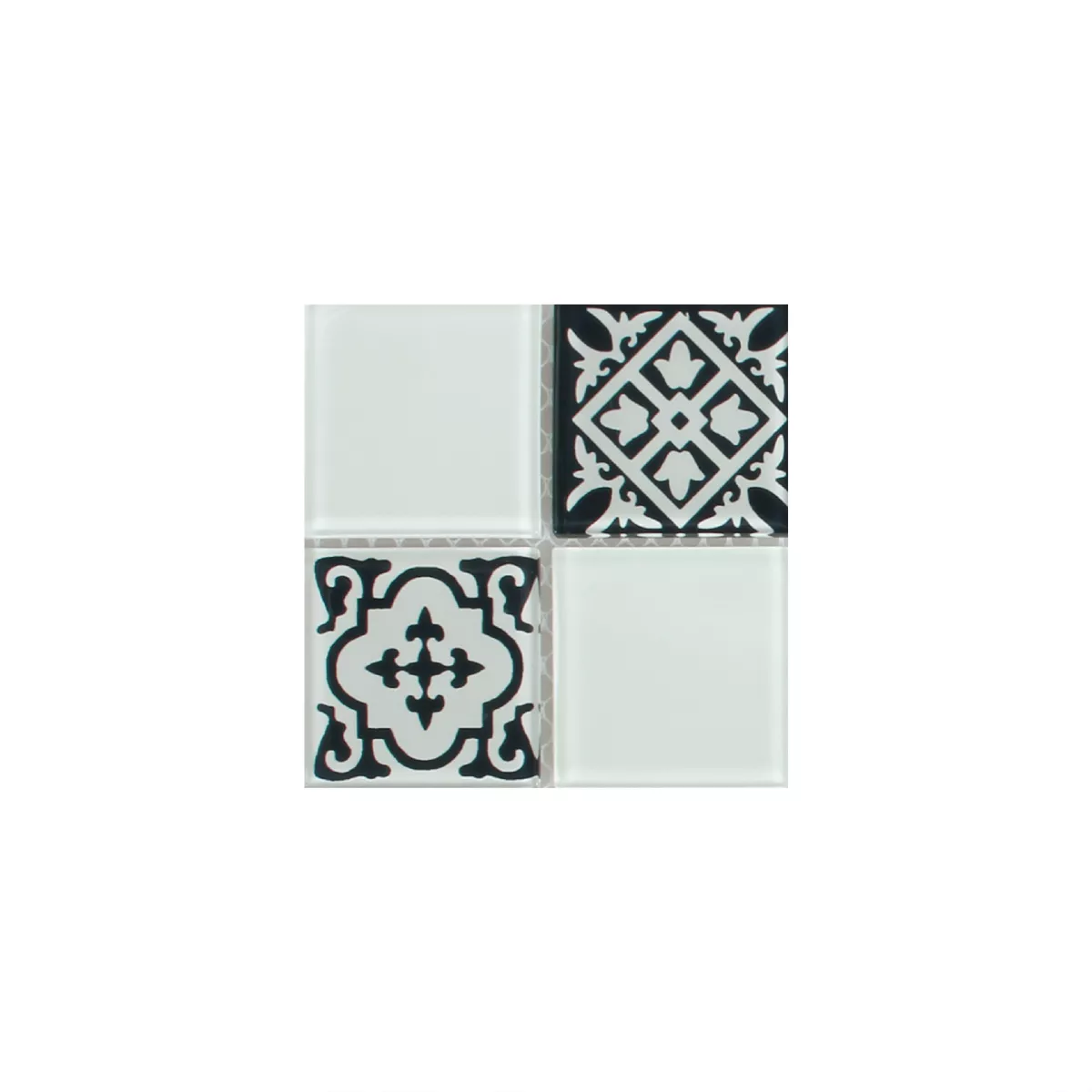 Vzorek Skleněná Mozaika Dlaždice Barock Bílá Úzký