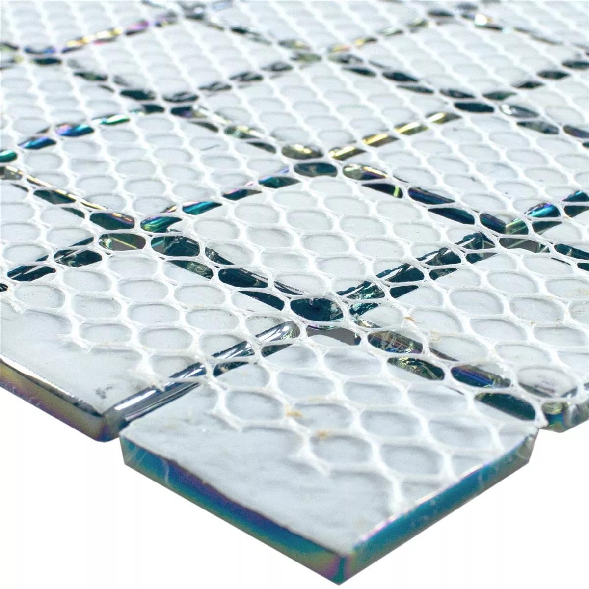 Vzorek Skleněná Mozaika Dlaždice Perleťový Efekt Manor Bílá