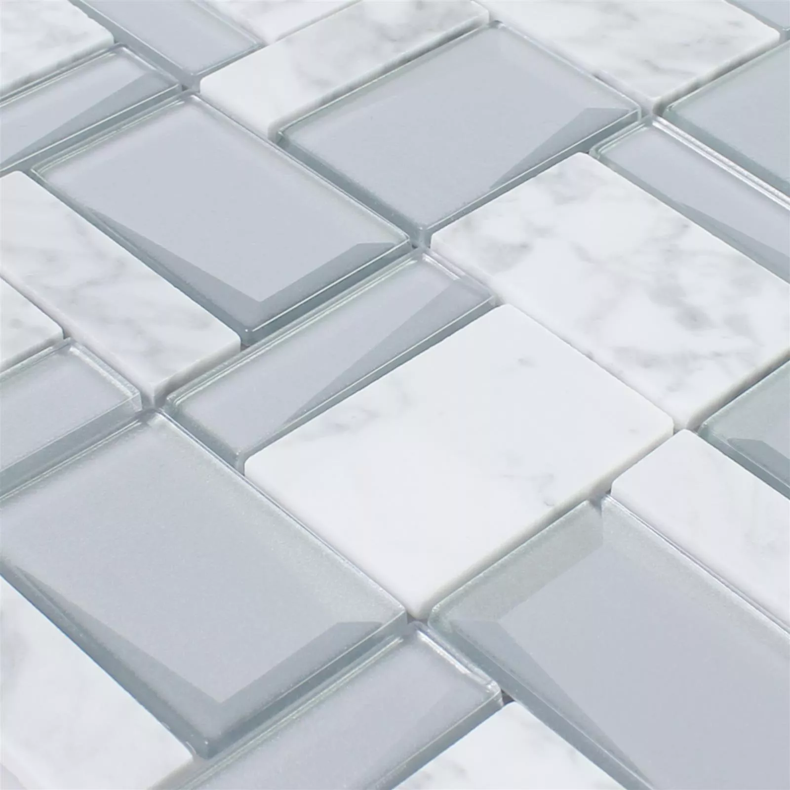 Vzorek Sklo Mozaika Z Přírodního Kamene Lapseki Bílá Stříbrná