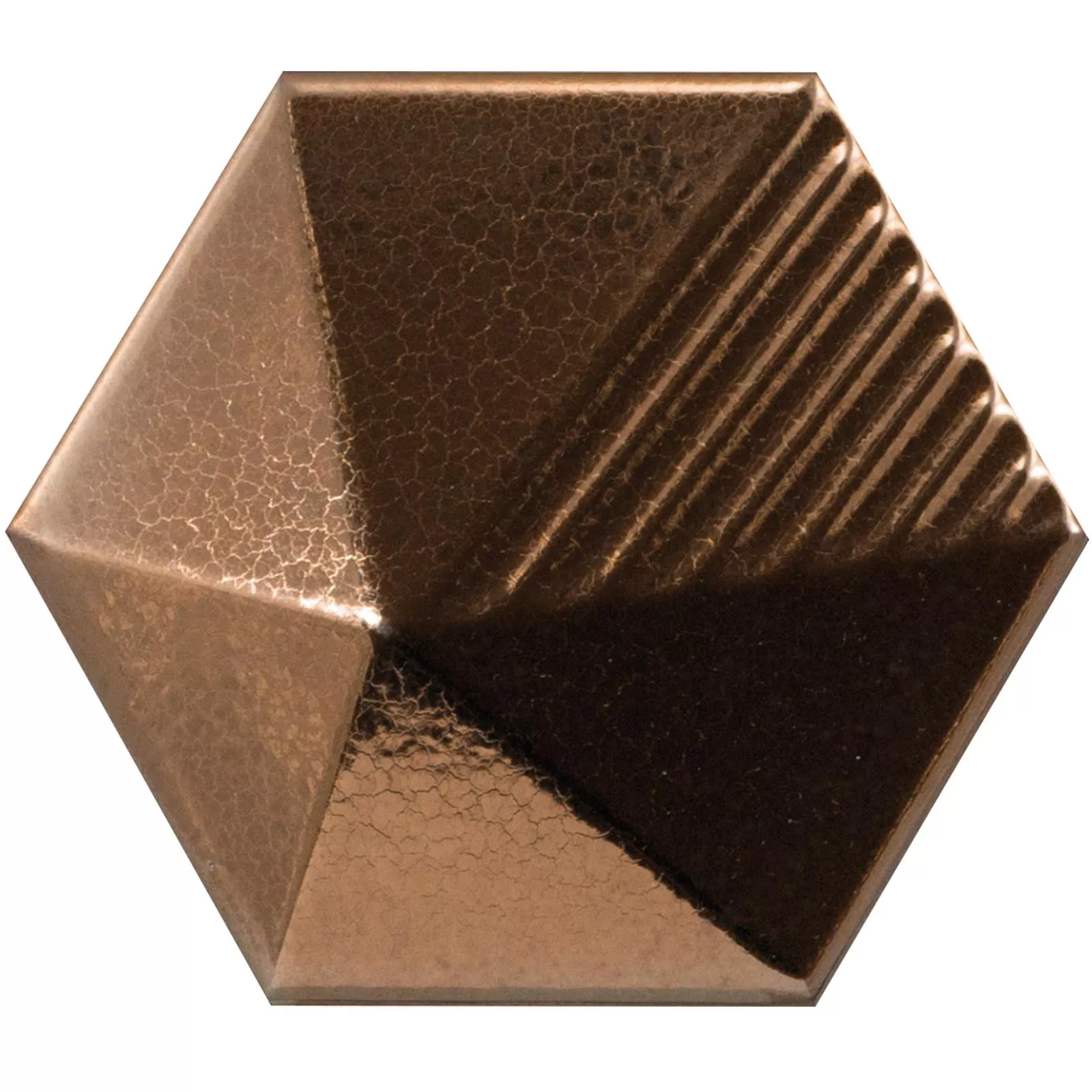 Vzorek Nástěnné Obklady Rockford 3D Šestiúhelník 12,4x10,7cm Měď