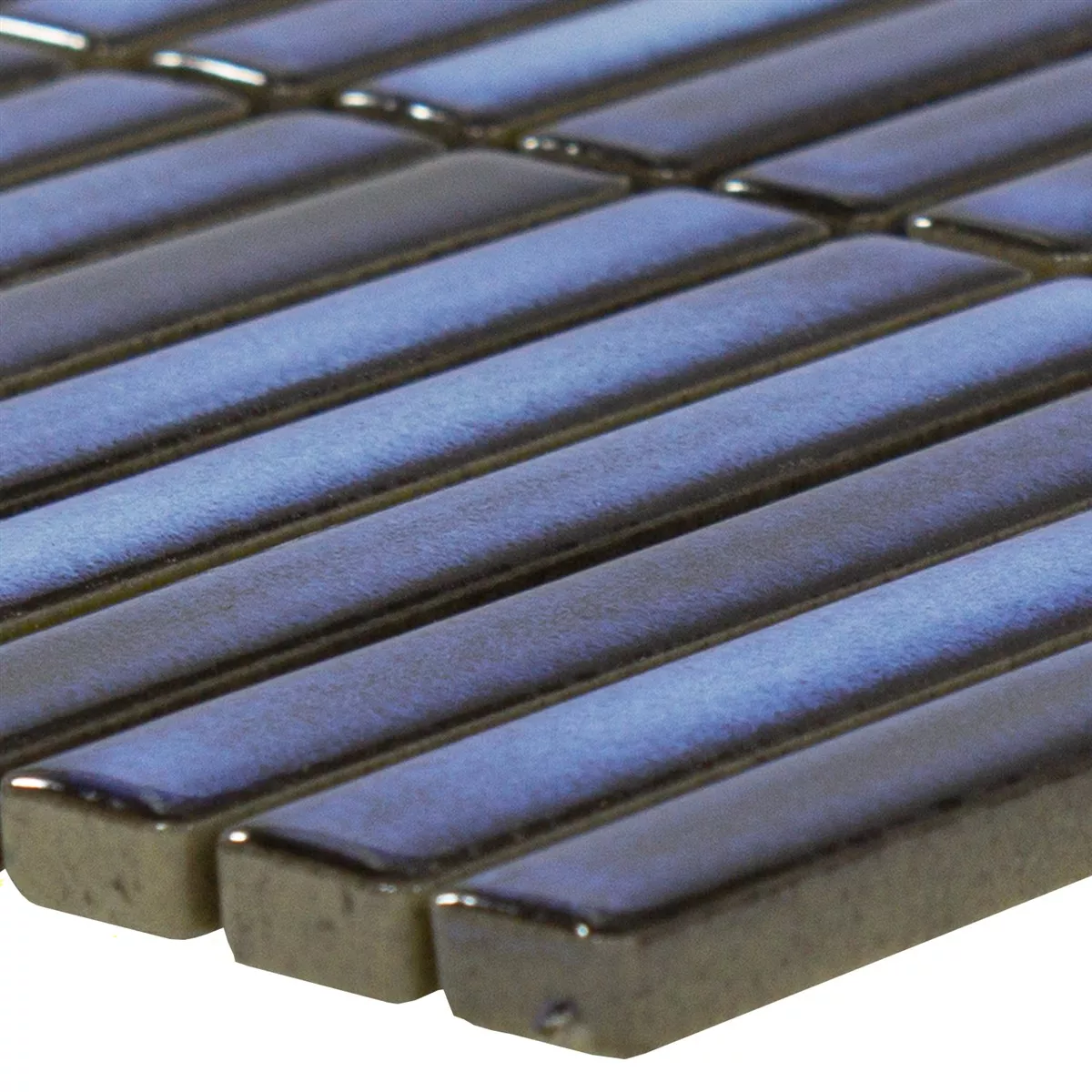 Mosaikfliese Jackpot Blau Glänzend 12x92x8 mm