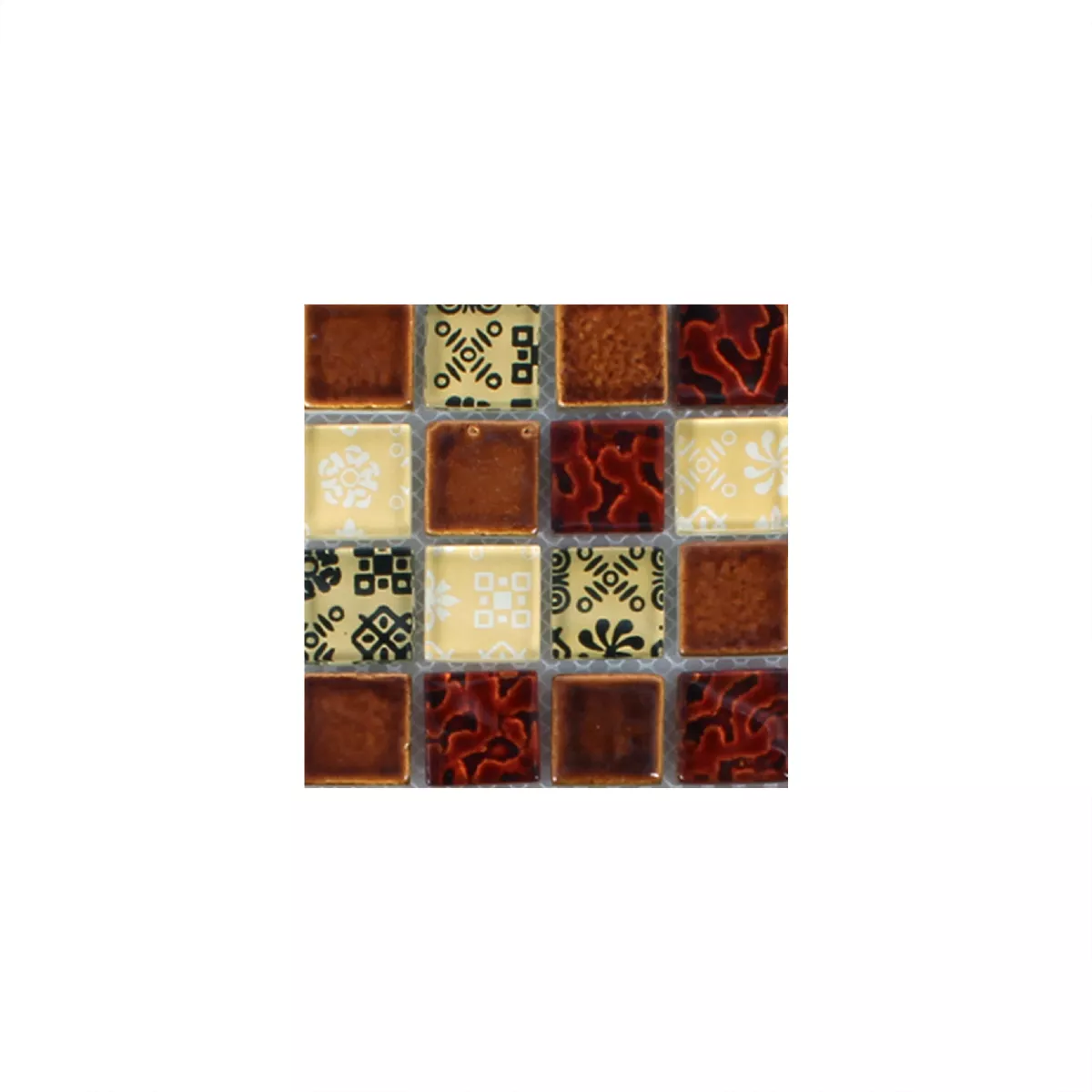 Vzorek Mozaiková Dlaždice Pryskyřice Sklo Belmont Červená Béžová