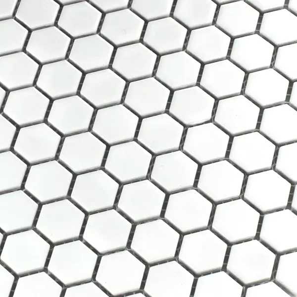 Vzorek Mozaiková Dlaždice Keramika Šestiúhelník Bílá Lesklá H23