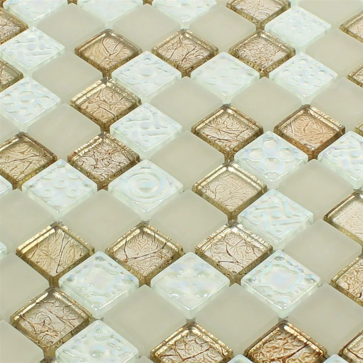 Vzorek Skleněná Mozaika Dlaždice Nikolski Béžová Zlatá