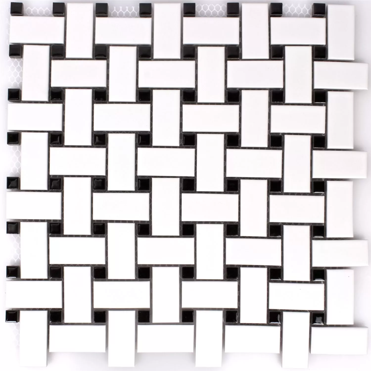 Vzorek Mozaiková Dlaždice Keramika Sevilla Bílá Černá