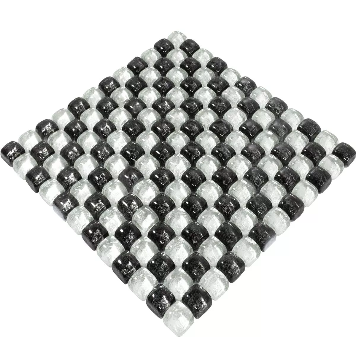 Vzorek Skleněná Mozaika Dlaždice Avola Černá Bílá