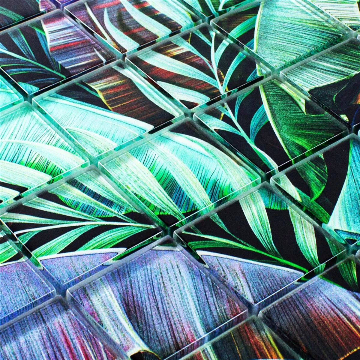 Skleněná Mozaika Dlaždice Pittsburg Květinová Optika Zelená Lila