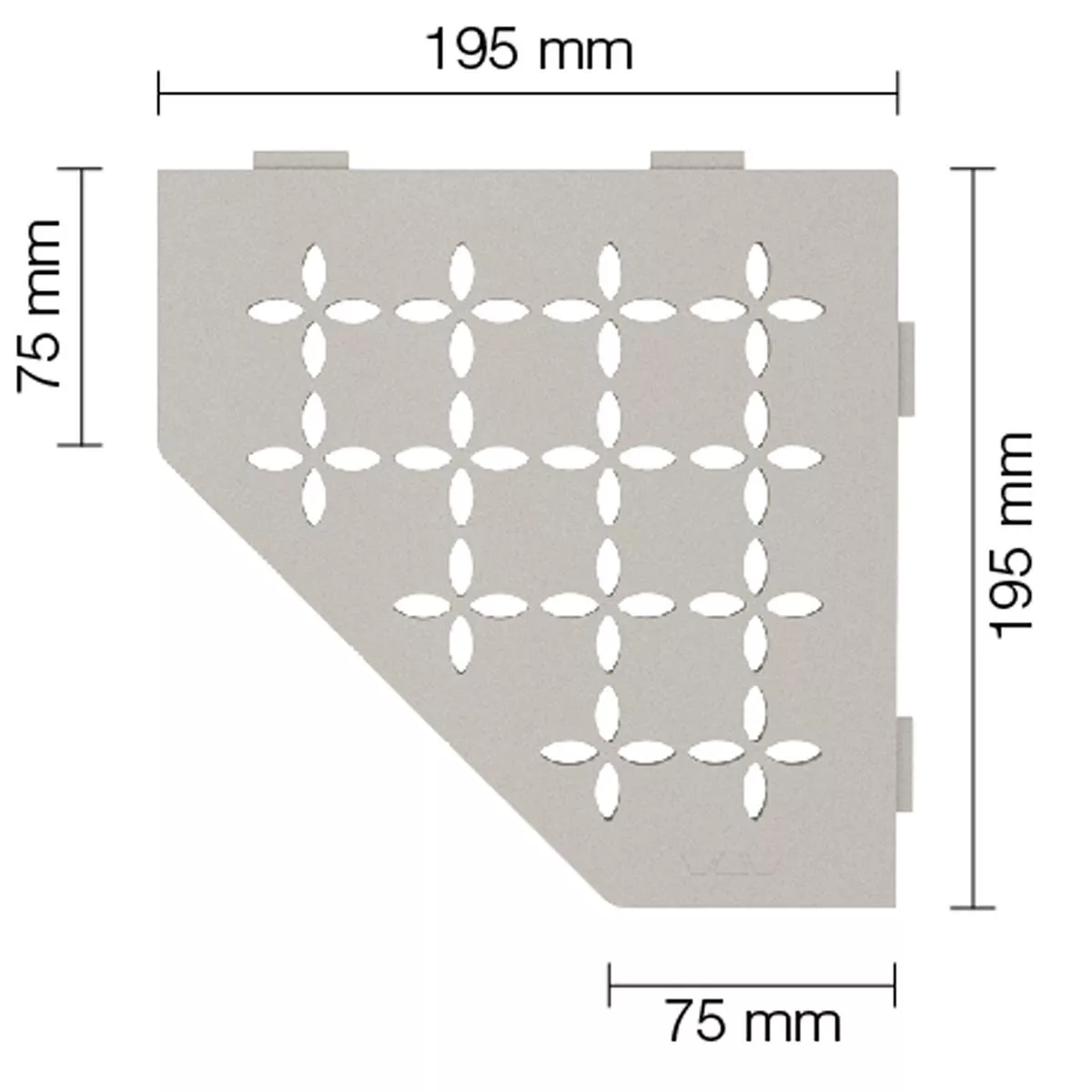 Nástěnná police sprchová police Schlüter 5hranná 19,5x19,5cm květinově béžová