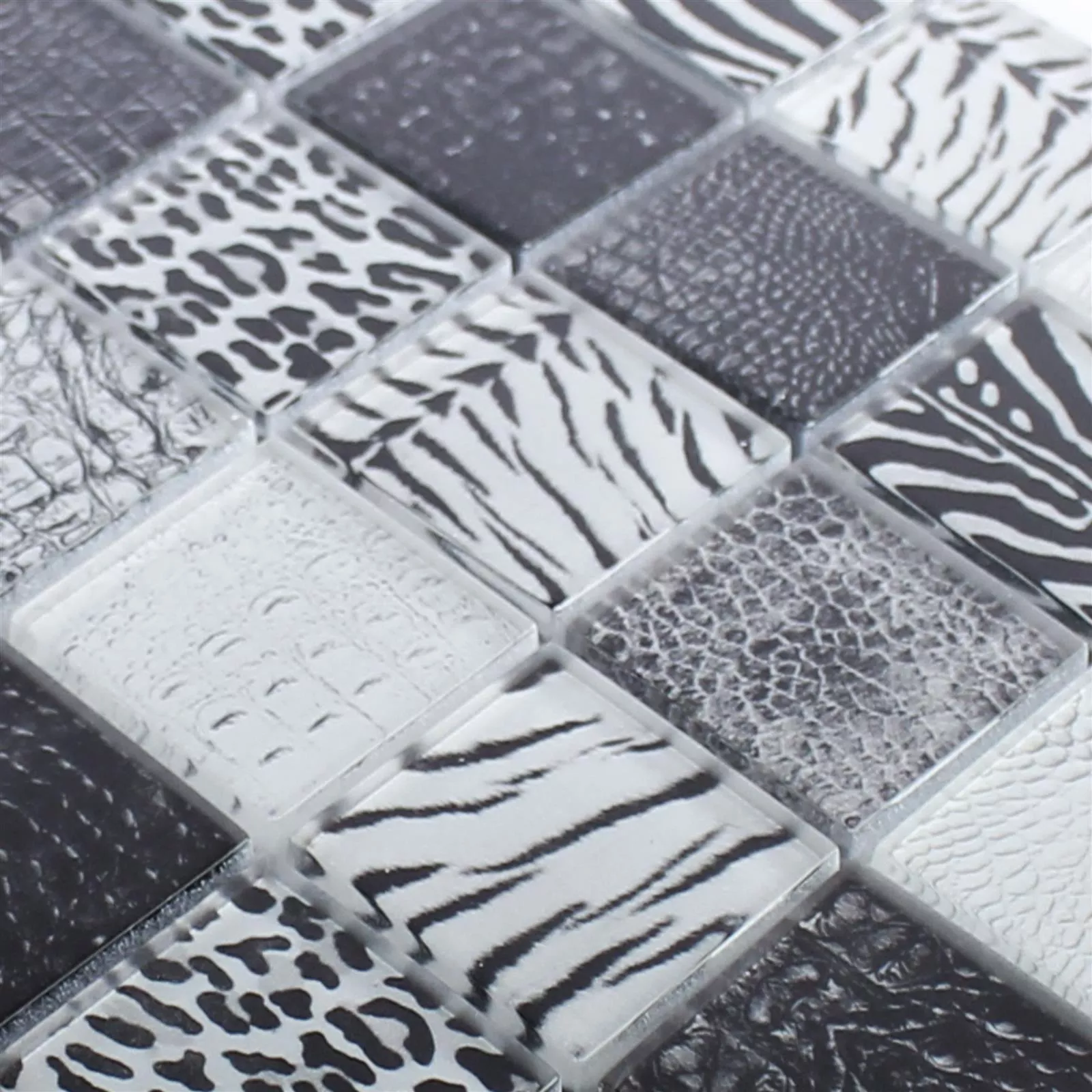 Vzorek Skleněná Mozaika Dlaždice Safari Černá