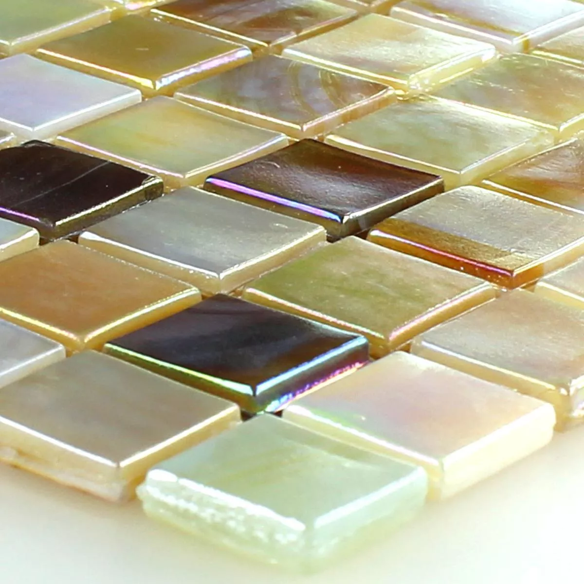 Vzorek Skleněná Mozaika Perleť Mix Pískové Barvy 