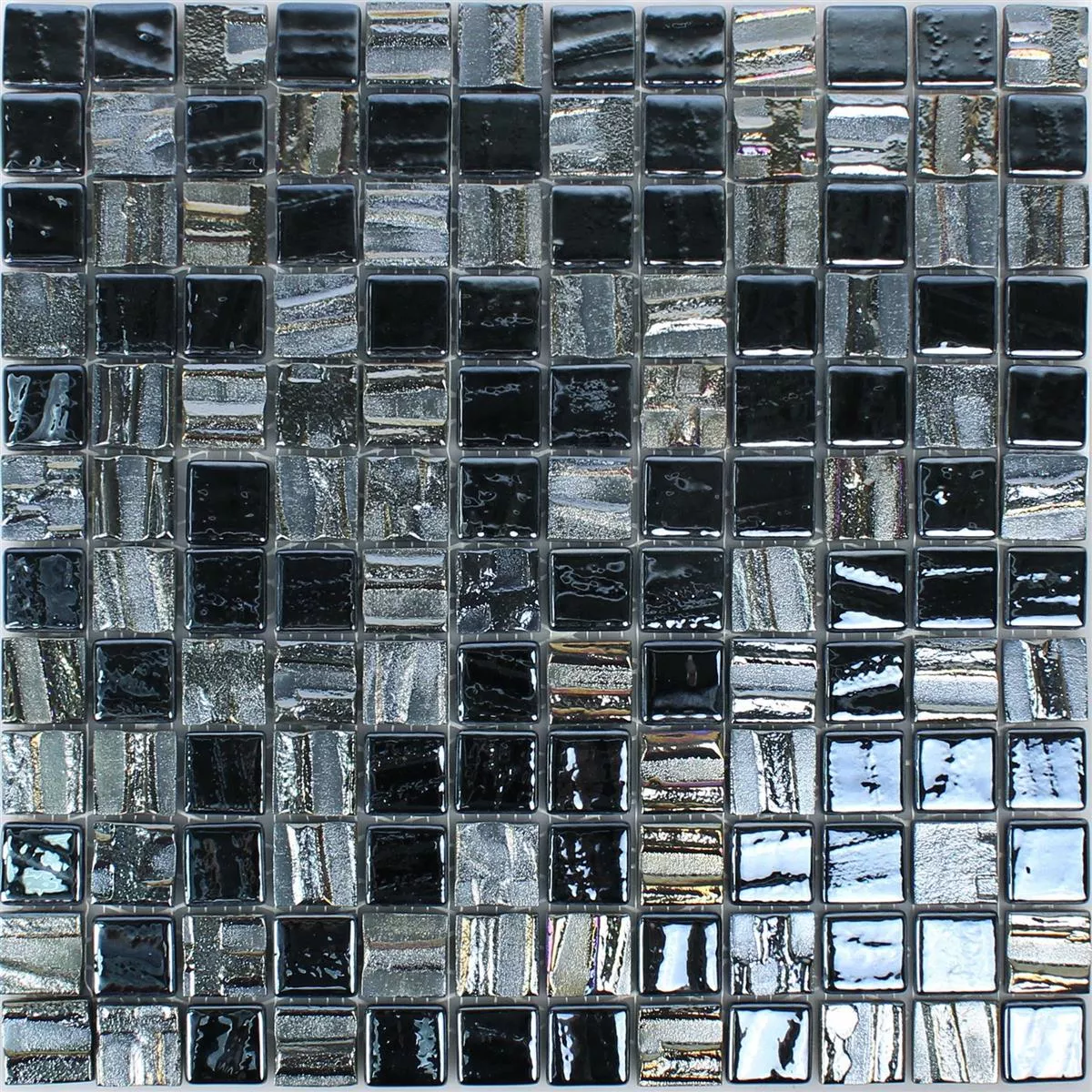 Vzorek Skleněná Mozaika Dlaždice Presley Černá Metallic