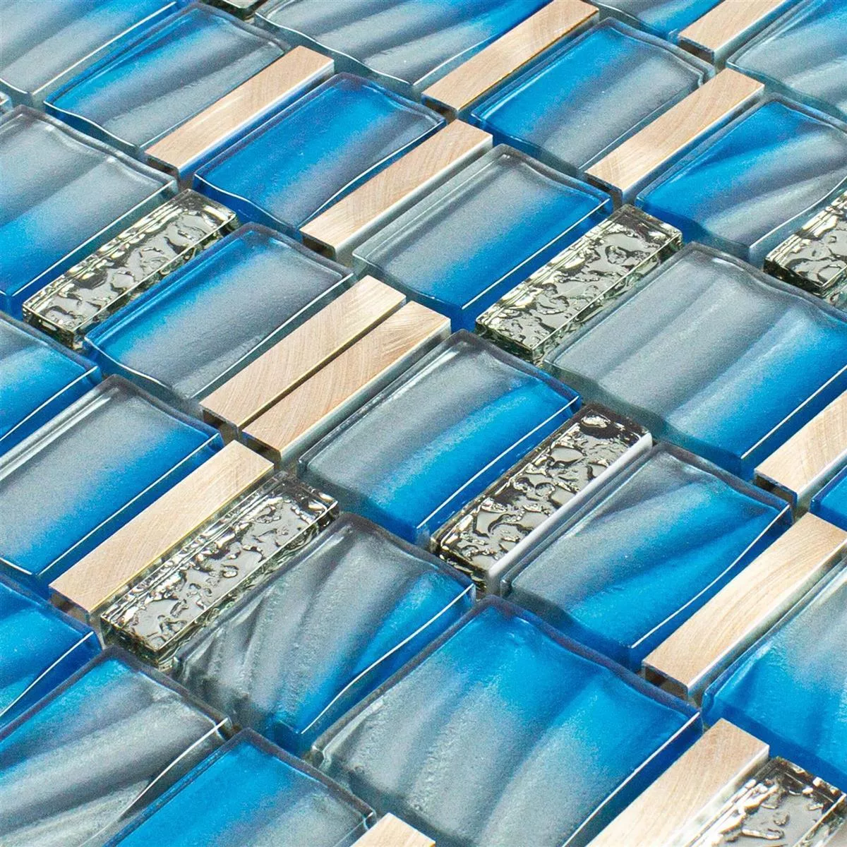 Vzorek Sklo Kov Mozaiková Dlaždice Union Modrá Měď