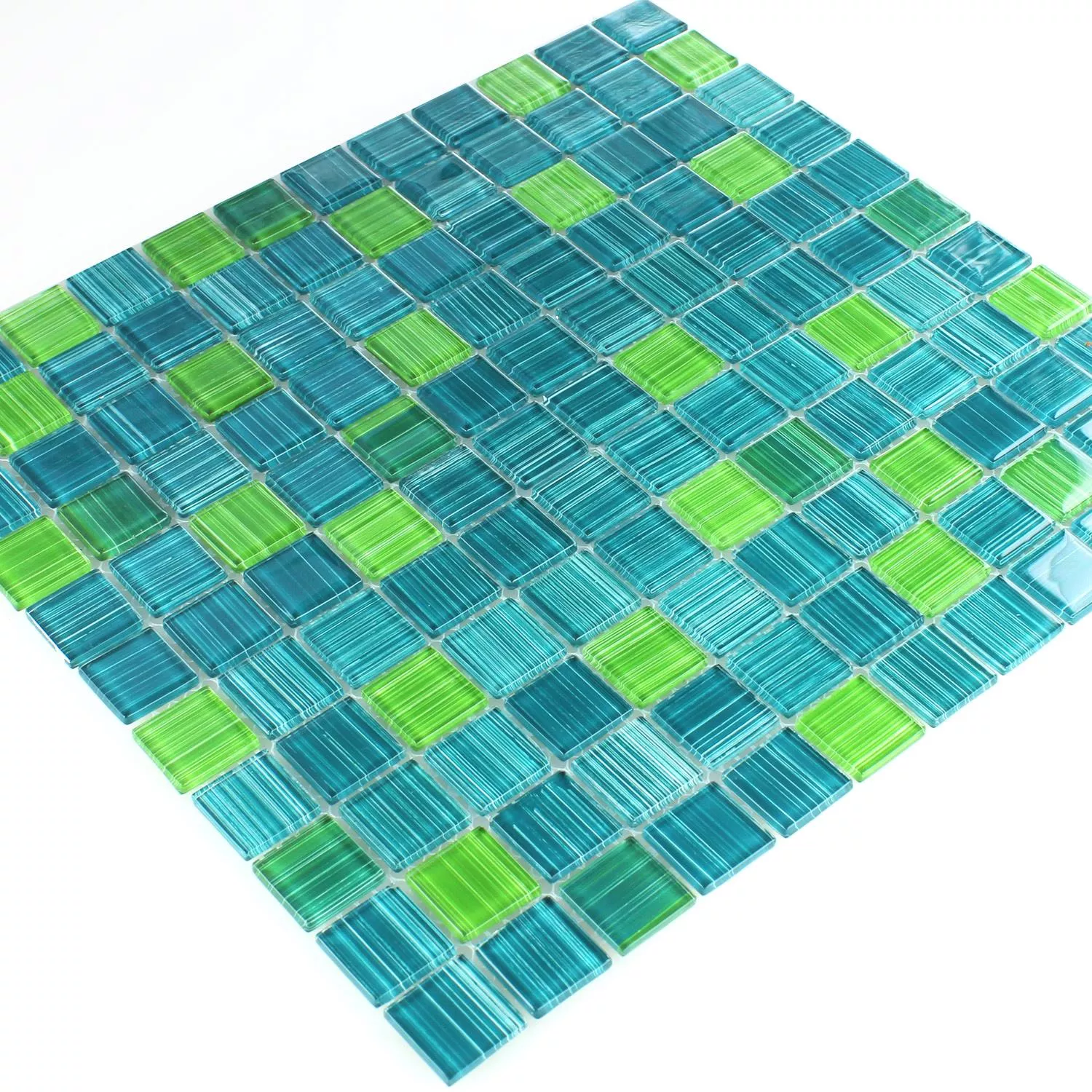 Skleněná Mozaika Dlaždice Pruhovaný Zelená Mix