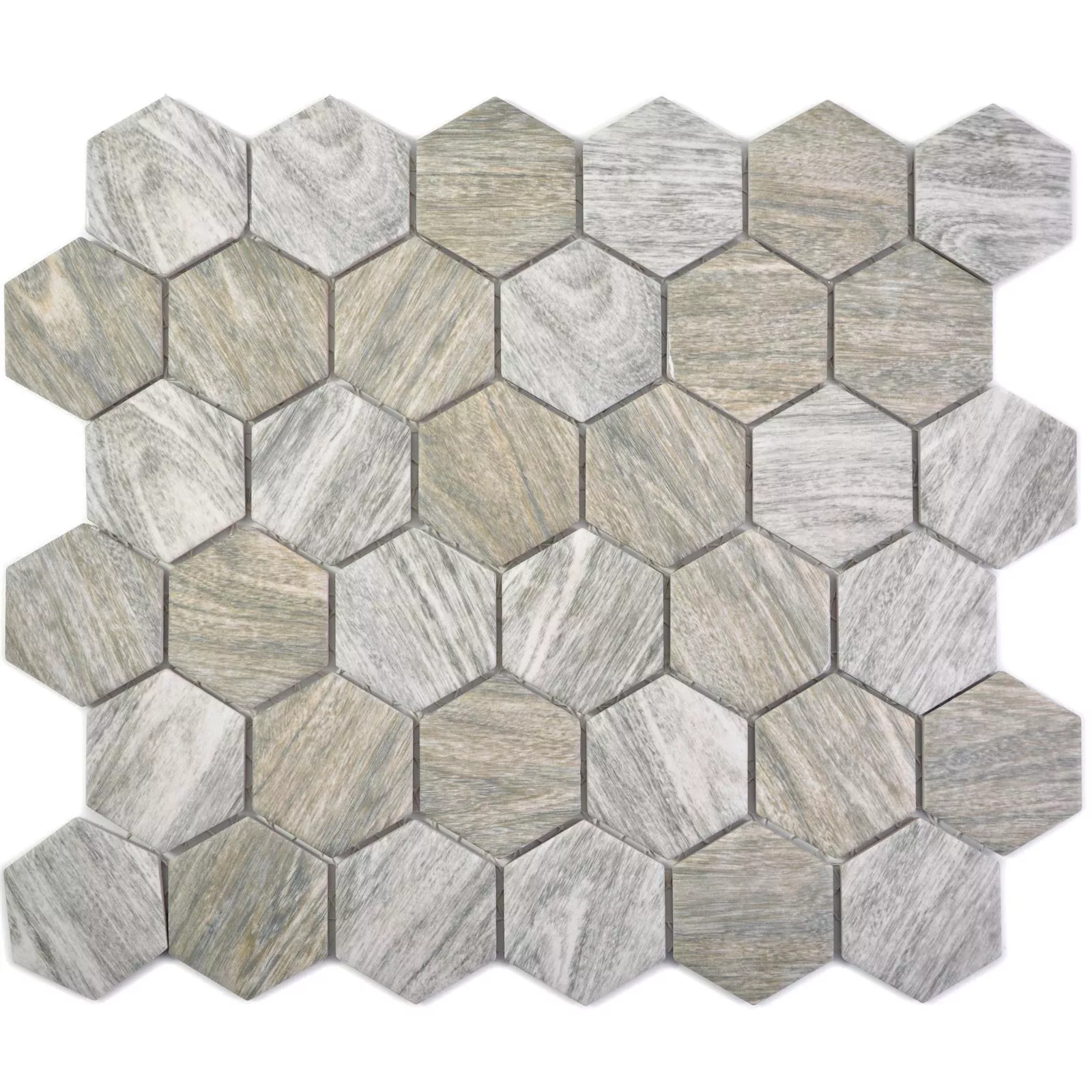 Vzorek Keramická Mozaikové Duponti Šestiúhelník Dřevěný Vzhled Šedá