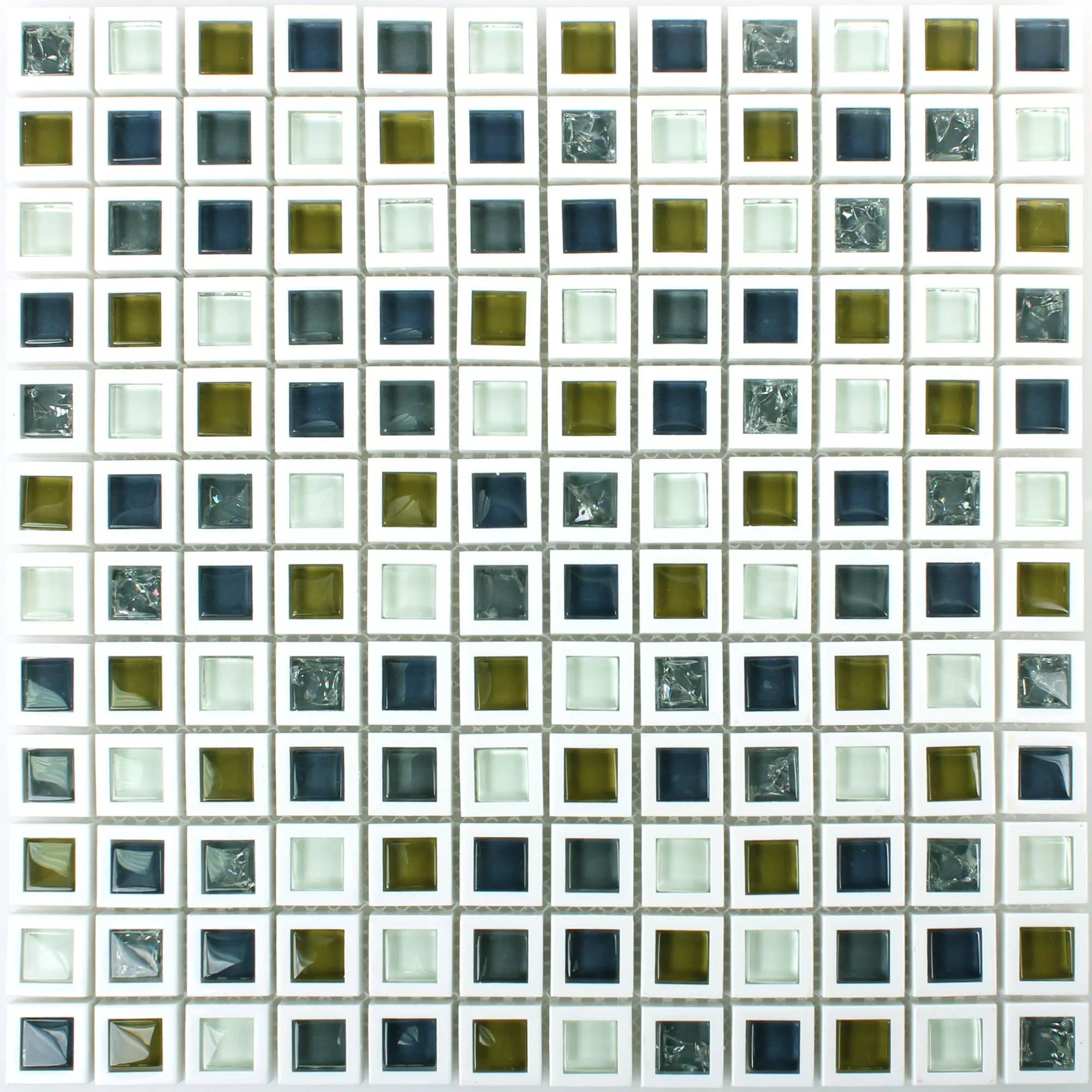 Sklo Plast Mozaika Anatolia Zelená Bílá
