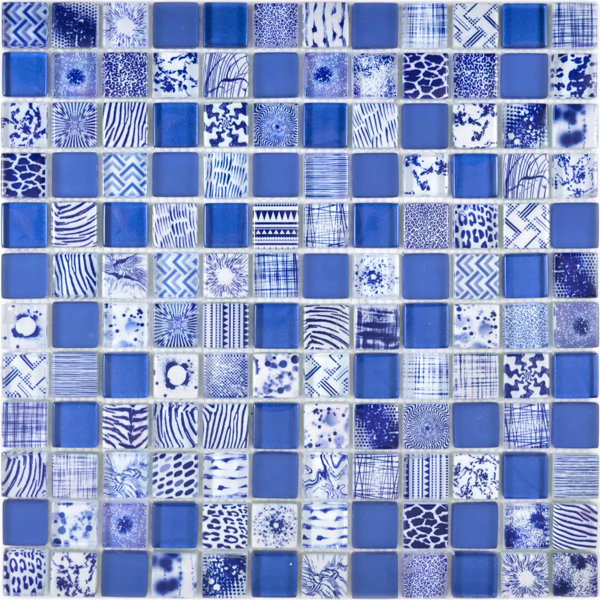 Skleněná Mozaika Dlaždice Cornelia Retro Vzhled Modrá