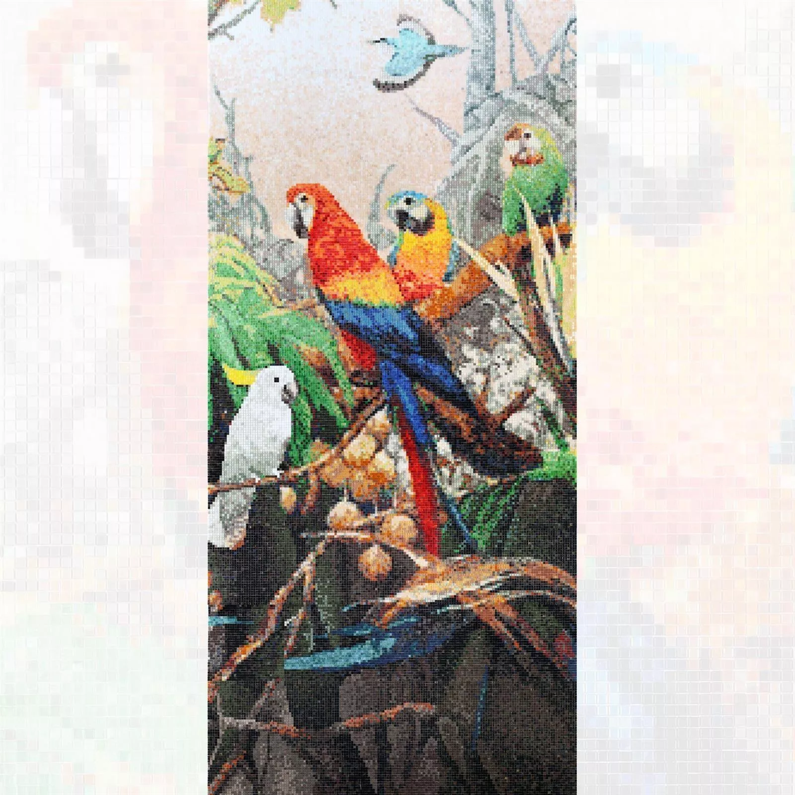 Skleněná Mozaika Obrázek Parrots 150x326cm Skleněná Mozaika Obrázek Parrots 150x326cm