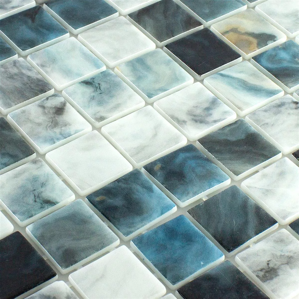 Skleněná Mozaika Do Bazénů Baltic Modrá Šedá 38x38mm