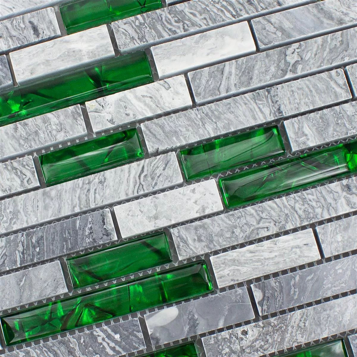 Vzorek Mozaika Ze Skla A Přírodního Kamene Dlaždice Sinop Šedá Zelená Brick