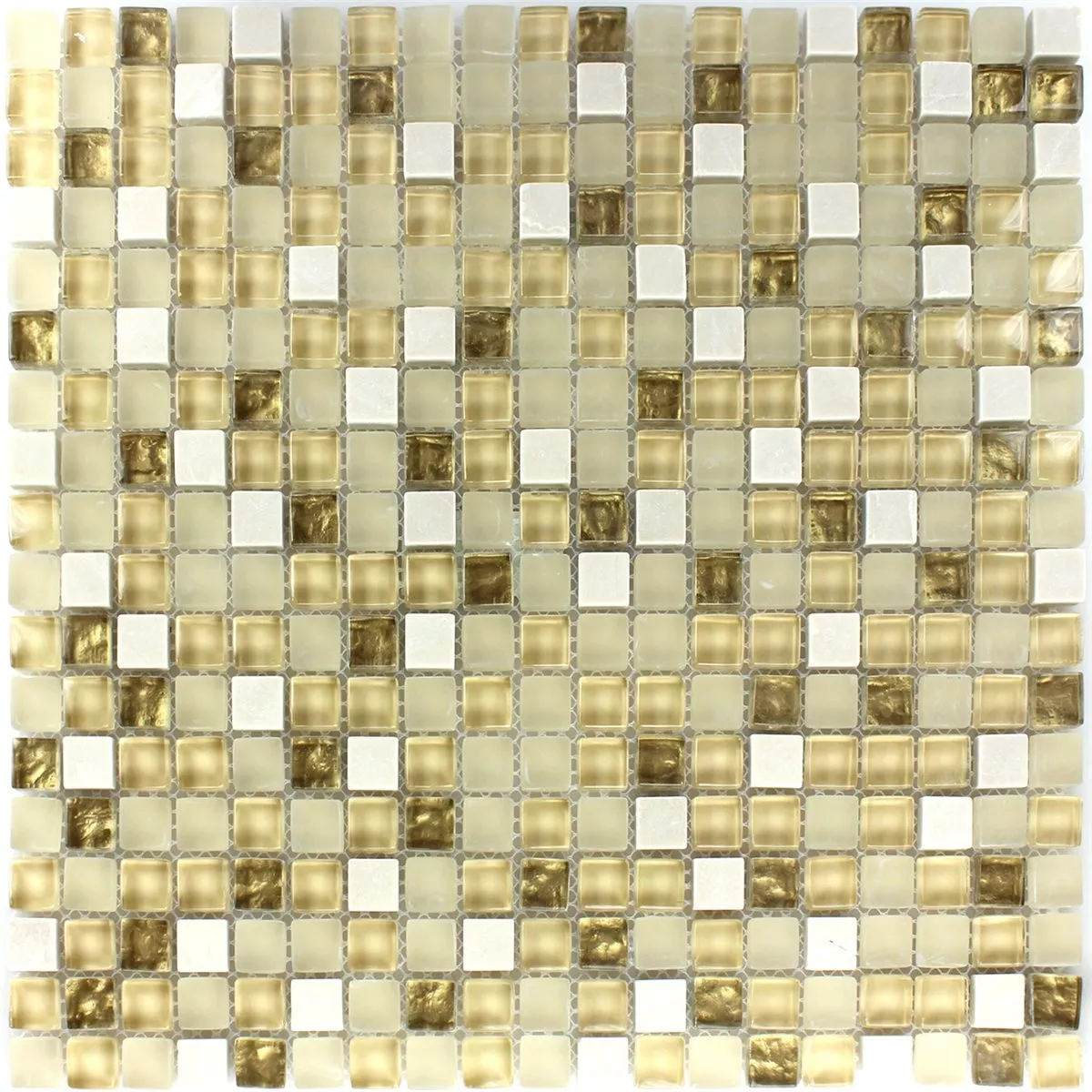Mozaiková Dlaždice Sklo Přírodní Kámen Bílá Zlatá Mix