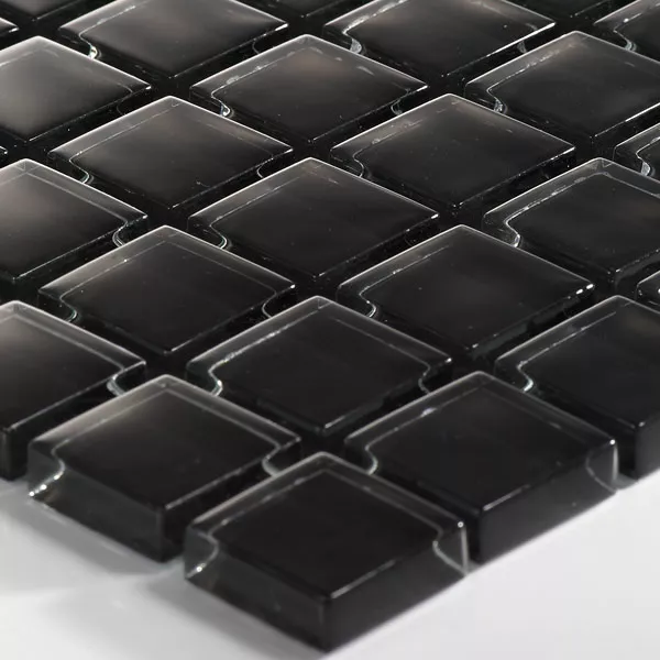 Skleněná Mozaika Dlaždice Uni 23x23x8mm Černá