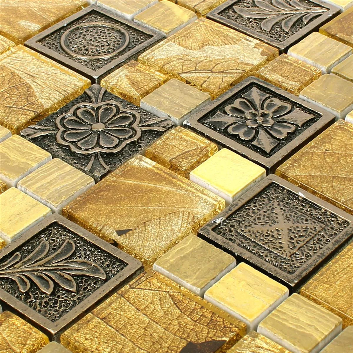 Mozaiková Dlaždice Levanzo Sklo Pryskyřice Ornament Mix Zlatá