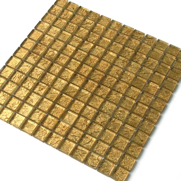 Skleněná Mozaika Dlaždice 23x23x8mm Zlatá Kov
