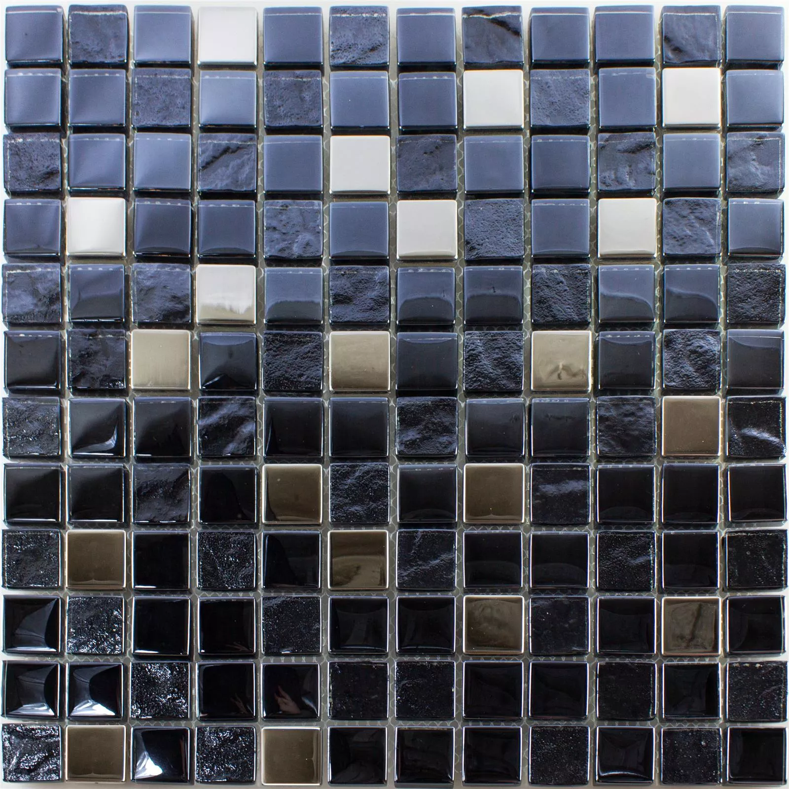 Skleněná Mozaika Dlaždice Larisa Metallic Černá Stříbrná