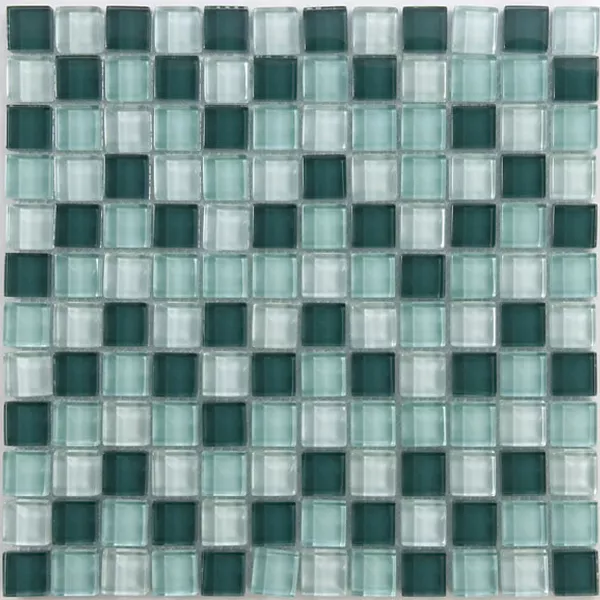 Skleněná Mozaika Dlaždice 23x23x8mm Zelená Mix