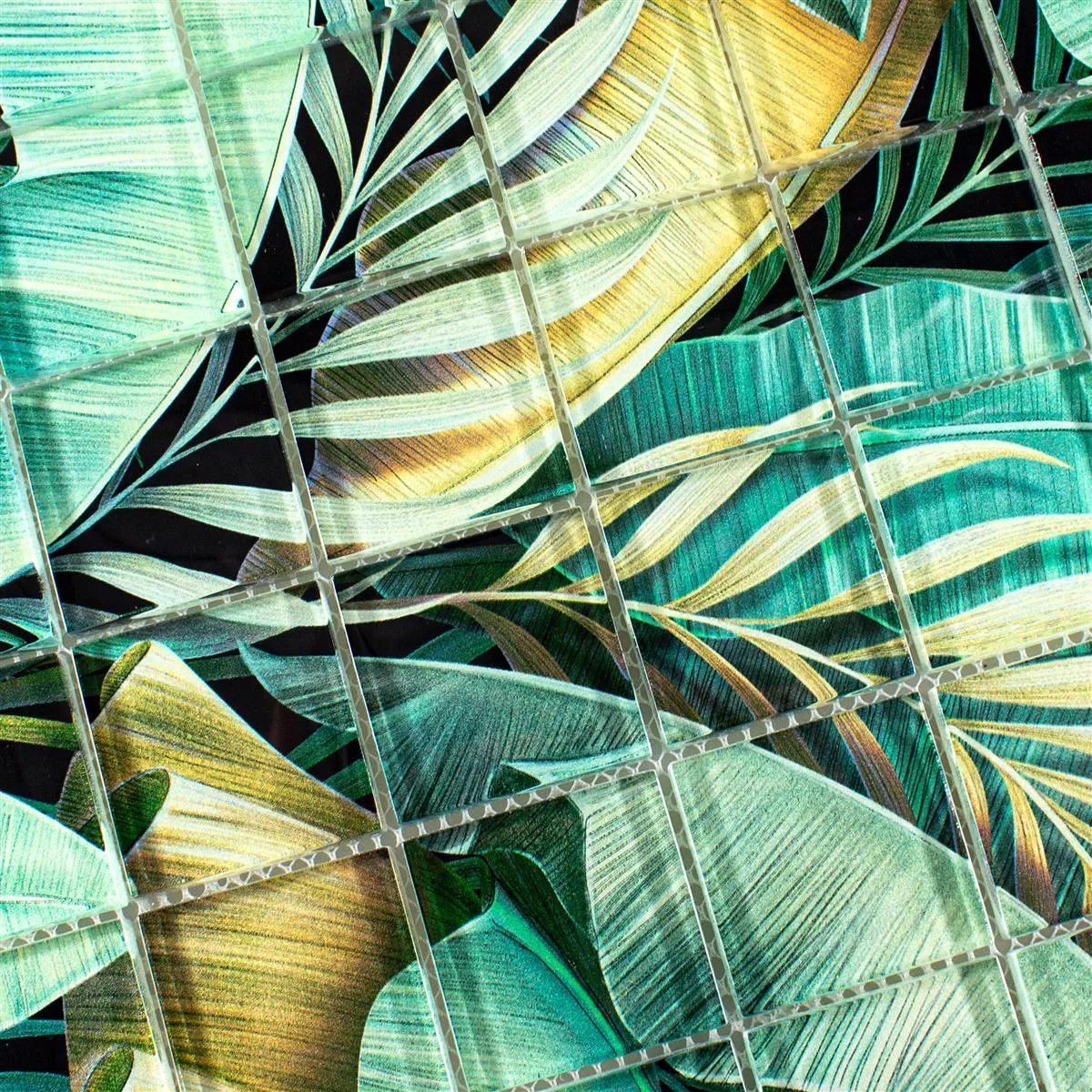 Skleněná Mozaika Dlaždice Pittsburg Květinová Optika Zelená Hnědá