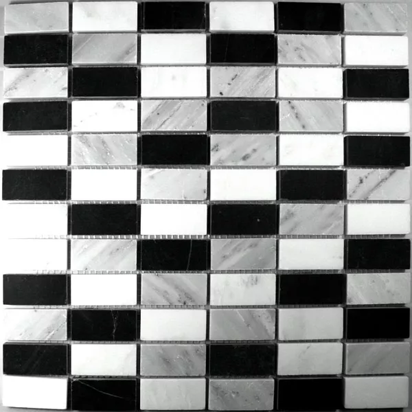 Vzorek Mozaiková Dlaždice Mramor Černá Bílá Mix